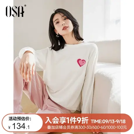 OSA欧莎美式oversize圆领卫衣女秋装2023年新款宽松显瘦刺绣上衣商品大图