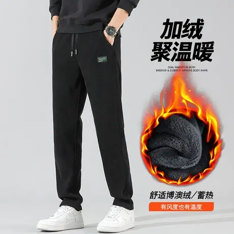 男装保暖加厚休闲裤子冬季男士加绒运动裤秋冬款外穿抓绒抗寒卫裤商品大图