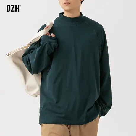 男士德绒打底衫男秋冬绿色卫衣加绒秋衣男款冬季打底内搭上衣长袖商品大图
