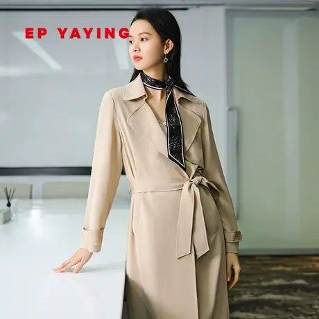 EP YAYING雅莹女装  复古桑蚕丝收腰风衣外套 2024春装新品7399N商品大图