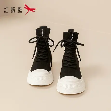 红蜻蜓高帮女鞋2023秋冬新款潮弹力袜子鞋女款运动鞋爆款高帮鞋女商品大图