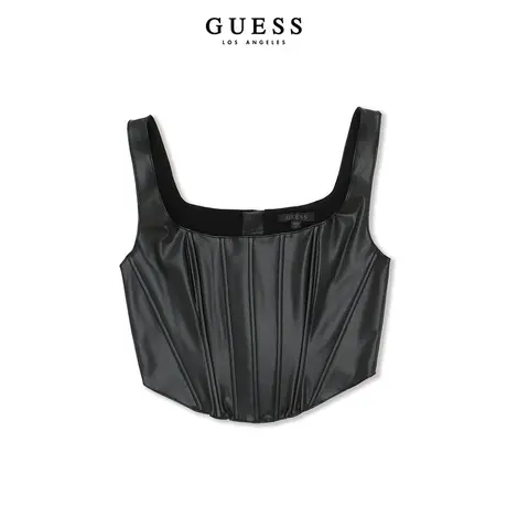 GUESS23 新秋女士PU束腰抹胸吊带背心外搭叠穿小马甲-W3BP39K8S30商品大图