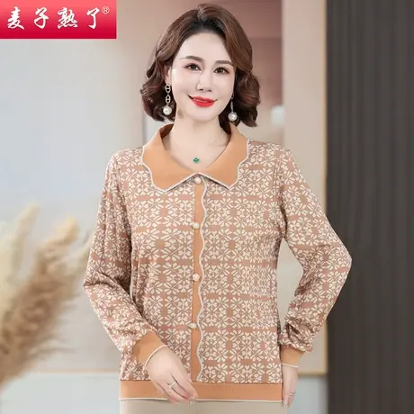 2023秋季新款妈妈装针织T恤打底衣服阔太太中老年人女装外穿小衫商品大图