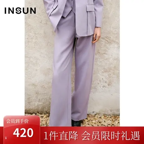 恩裳COVER2023春款新款腰部对称双褶设计防皱挺括悬垂弹力休闲裤图片