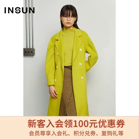 恩裳商场同款冬季都市时尚直筒西装领毛呢外套女中长款商品大图