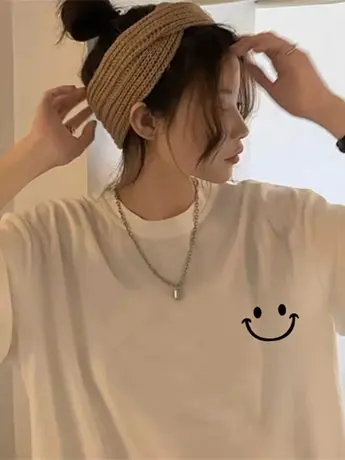 夏季女装白色短袖t恤ins潮上衣服设计感小众正肩学生小个子港味商品大图