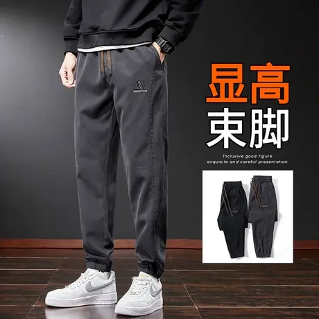 秋季潮牌痞帅日系工装2023年新款男士宽松紧腰休闲裤春秋款男裤子商品大图