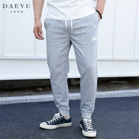 DAEVU夏款灰薄料大号弹力潮胖子束脚加肥加大码男士针织运动卫裤图片