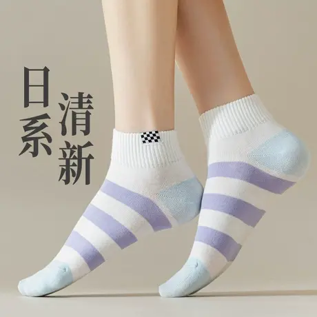 精梳棉袜子女春秋款中短筒潮娃子女孩大童初中学生配单鞋小白鞋的商品大图