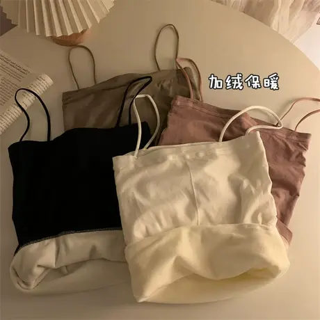 保暖吊带小背心女秋冬季西装内搭打底衫抹胸针织美背加绒加厚上衣商品大图