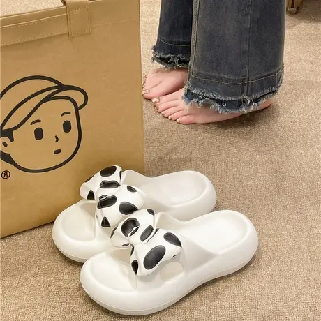 可爱波点蝴蝶结拖鞋女夏季外穿踩屎感厚底浴室防滑室内居家凉拖鞋商品大图