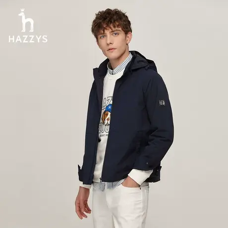 【直播间专享】Hazzys哈吉斯秋季男夹克上衣纯色休闲时尚外套男装图片