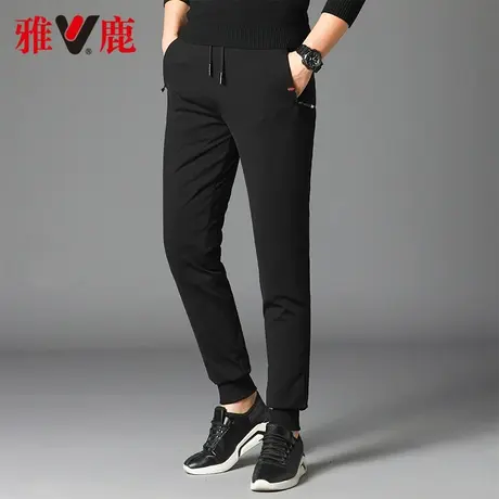 雅鹿冬季羽绒裤男士外穿棉裤中腰大码加厚白鸭绒中青年加绒保暖裤图片