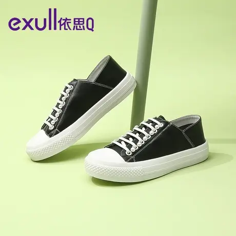 exull/依思Q浅口单鞋女2023新款帆布鞋女运动复古鞋冬季板鞋女款图片