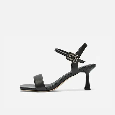 Nine West/玖熙2025年夏季新款一字带凉鞋女方头露趾扣带高跟女鞋图片