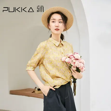 蒲PUKKA商场同款女装苎麻衬衫2023夏季新款时尚气质设计感衬衣图片