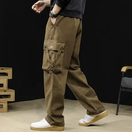 美式工装裤男2023新款潮牌直筒宽松休闲男裤大码秋款复古阔腿裤子图片