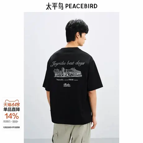 【商场同款】太平鸟男装T恤25夏季新款宽松重磅刺绣潮 B2CNF2519&商品大图