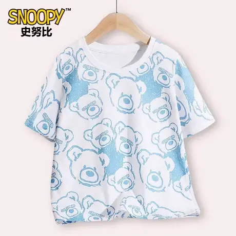 史努比儿童短袖t恤男女童夏季2025新款纯棉夏装薄款大童半袖上衣图片