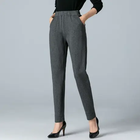 哈伦裤女秋冬加肥加大码女裤宽松黑色休闲裤百搭松紧腰中年萝卜裤图片