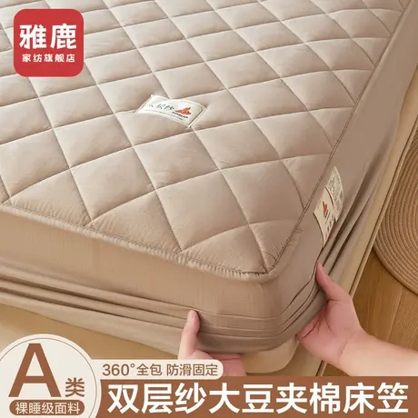 雅鹿A类双层纱夹棉床笠罩2025新款四季通用床罩套加厚床垫保护罩商品大图