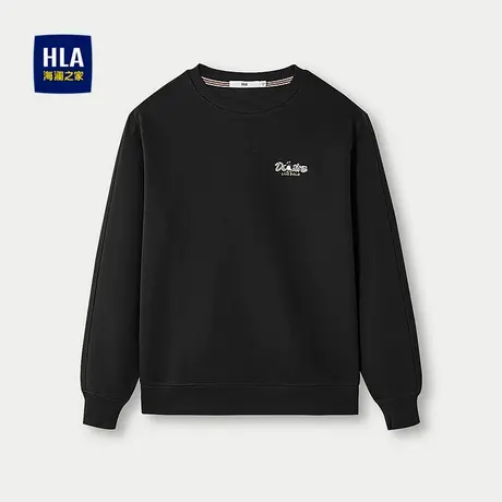 HLA/海澜之家糯米科技卫衣25秋新款圆领撞色绣花舒适弹力套头衫男图片
