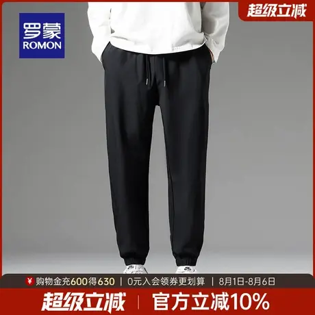 罗蒙男士时尚简约束脚裤2025秋季新款日常宽松休闲裤松紧腰长裤男商品大图