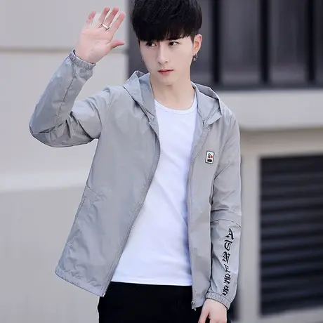 夏装2023新款韩版潮流休闲帅气夹克男外套学生宽松薄款防晒衣服男商品大图