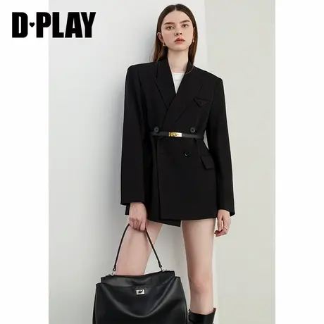 DPLAY2025秋季新款翻领黑色西装外套女气质宽松休闲通勤西服上衣商品大图