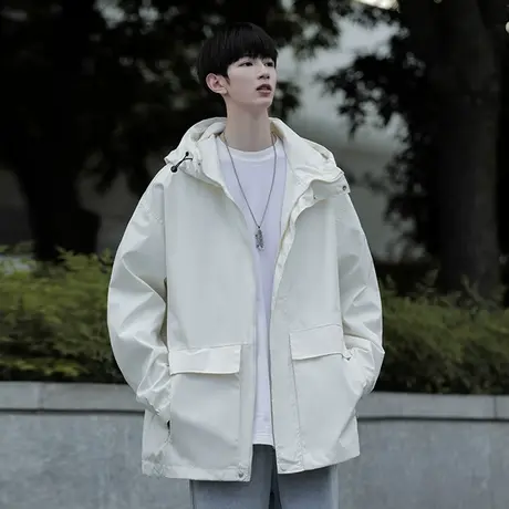 冲锋衣外套男士春秋潮牌潮流宽松连帽夹克新款户外防风休闲登山服商品大图