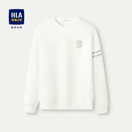 HLA/海澜之家菠萝提花卫衣2023秋季新款印花圆领立体微弹上衣男图片