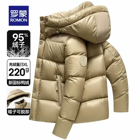 95%鸭绒罗蒙200g+充绒加厚加绒羽绒服男女款冬季短款极寒保暖外套商品大图