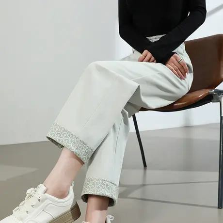 印花卷边休闲哈伦裤女2025春秋季高腰宽松显瘦九分小个子萝卜裤子图片