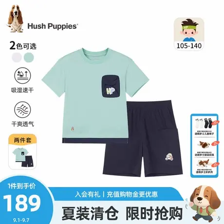 暇步士童装男童套装夏季新款小童速干假两件短袖儿童舒适休闲短裤商品大图