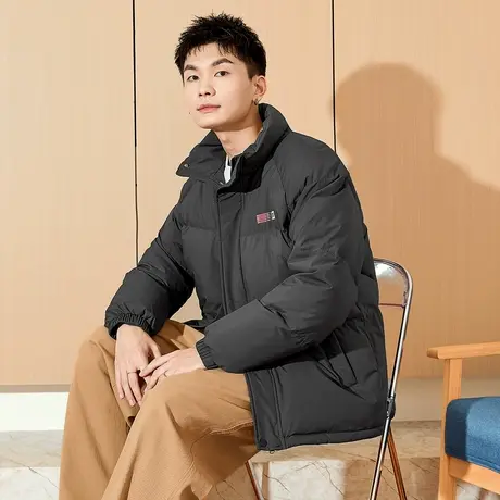 唐狮新款男生高蓬立领前胸后背印花装饰羽绒服美式复古潮流TD商品大图