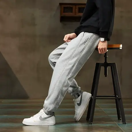 唐狮秋冬新款男针织束腿加绒长裤弛感休闲裤子运动裤百搭宽松TA图片