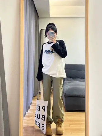 仿棉长袖t恤女2023新款春秋装冬季欧货洋气内搭打底衫韩版上衣潮商品大图