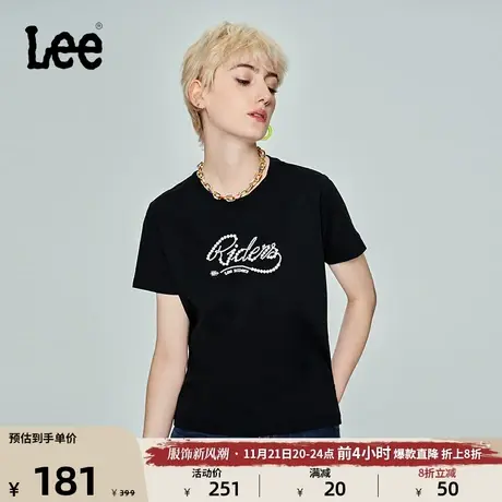 Lee商场同款101+23新品标准版珠片多色女短袖T恤LWT0051933RT图片