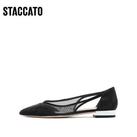 思加图新款通勤尖头百搭仙女风凉鞋平底鞋女单鞋EBZ17AK2商品大图