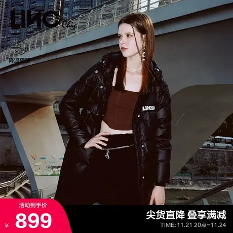 LINCCHIC金羽杰羽绒服女复古学院风中长款羽绒服女冬季Y22806212图片