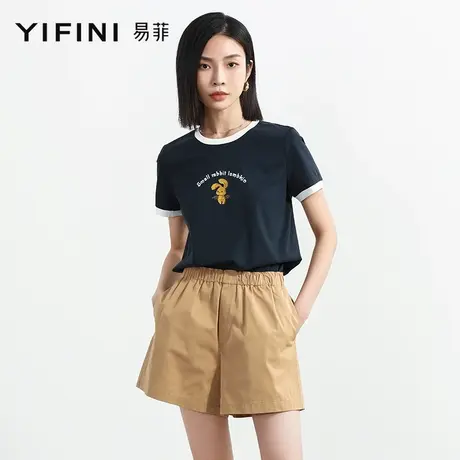 Yifini/易菲宽松直筒短裤女夏装新款休闲时尚百搭韩版裤子商品大图