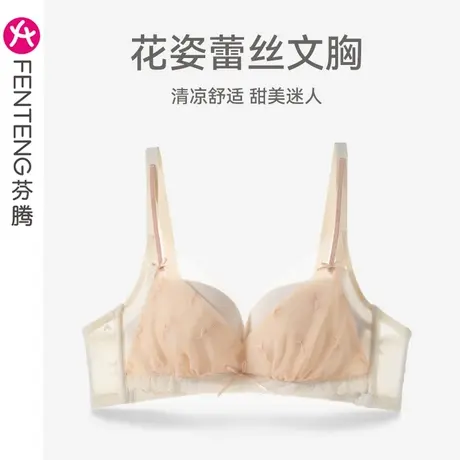 芬腾内衣女士性感蕾丝透气上托防下垂文胸夏季薄款无钢圈无痕胸罩商品大图