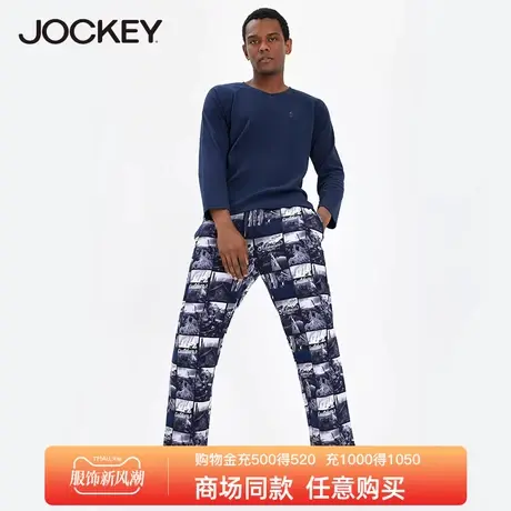 Jockey男士睡衣睡裤纯棉印花舒适可外穿家居服套装男长袖两件套商品大图