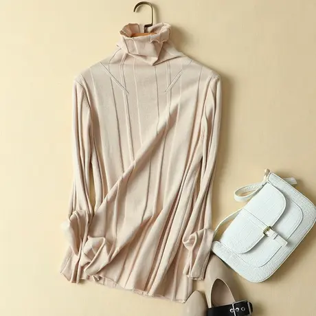 清仓！高领洋气打底衫女秋冬2022新款韩版套头修身堆堆领针织衫女商品大图