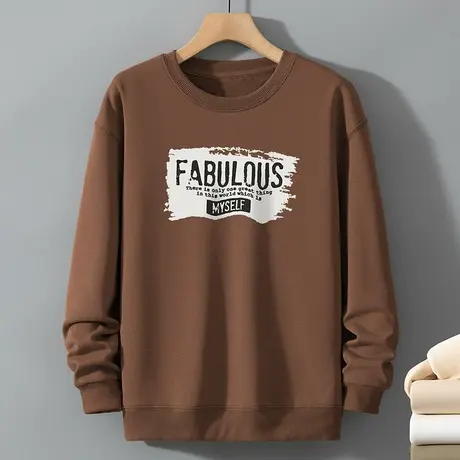 320g重磅卫衣男潮牌潮流秋冬保暖加绒加厚长袖t恤圆领无帽上衣服商品大图