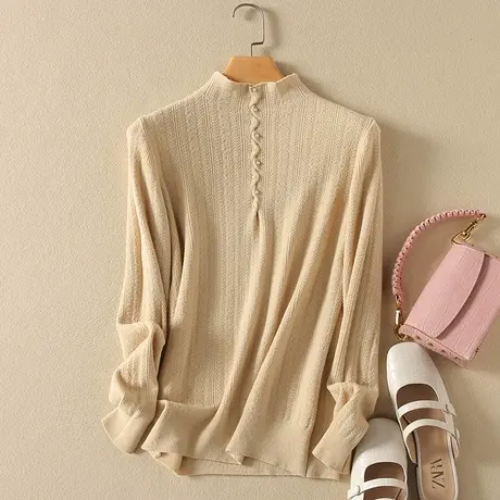 半高领毛衣女春装内搭新款韩版宽松套头加厚百搭长袖针织打底衫女商品大图
