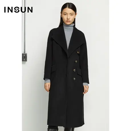 INSUN恩裳线上专选冬季高支羊毛中长款毛呢大衣商品大图
