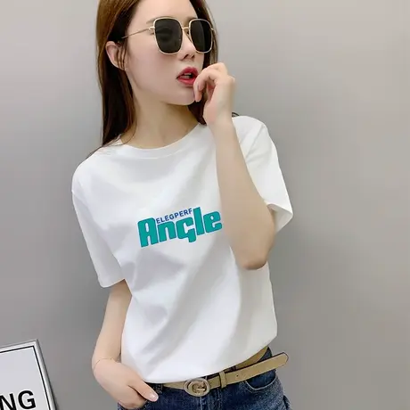 欧洲站白色t恤女装短袖2023年夏季新款宽松纯棉半袖正肩上衣ins潮图片