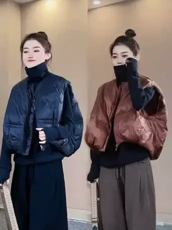 日系复古羽绒棉马甲女外穿秋冬休闲宽松短款保暖背心无袖棉服外套商品大图