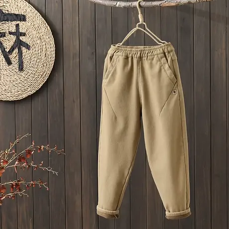 枫谜2022年冬季新款字母贴标加绒休闲宽松百搭显瘦松紧腰哈伦裤商品大图